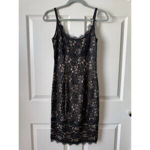 Diane von Furstenberg Olivia Lace Overlay Cocktail Little Black Dress Size 2